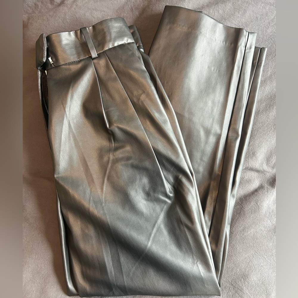 Black wide leather H&M pants